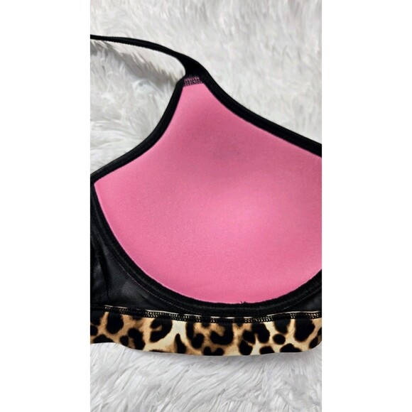 Victoria's Secret PINK Ultimate Push-Up Polka Dot Racerback Zip Bra Size Large - Picture 7 of 9
